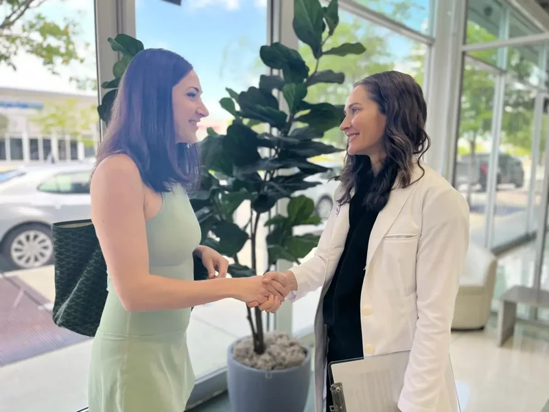Dr. Leslie Wakefield interviewing a referral partner